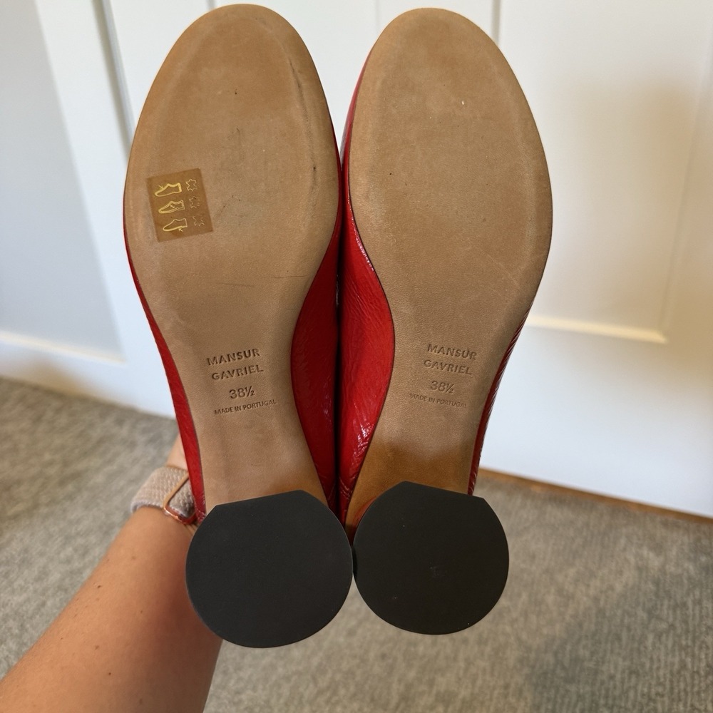 Mansur Gavriel Dream Pump NEW Leather Block Heel Red EU 38.5 / US 8 $495 - Picture 6 of 7